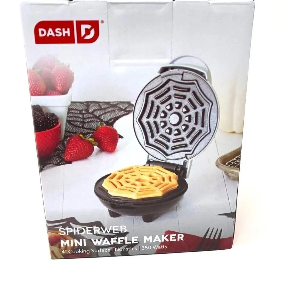 Dash Spiderweb Mini Waffle Maker Halloween Treats Breakfast Party Spider
